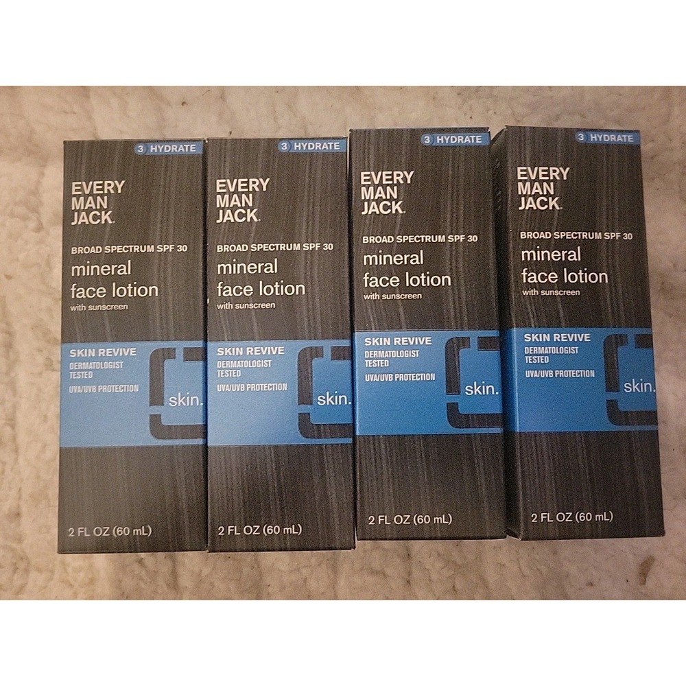 4 ct. × 2 fl oz Moisturizing Mineral Face Lotion w/ Broad SPF 30, Every Man Jack